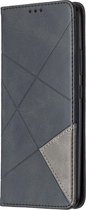 Realme C11 (2020) Hoesje - Mobigear - Rhombus Slim Serie - Kunstlederen Bookcase - Zwart - Hoesje Geschikt Voor Realme C11 (2020)