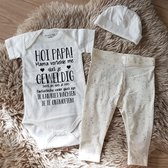 MM Baby pakje cadeau geboorte jongen set met tekst hoi papa, mama vertelde aanstaande zwanger kledingset pasgeboren unisex Bodysuit | Huispakje | Kraamkado | Gift Set babyset kraamcadeau  babygeschenk babygeschenkset kraampakket