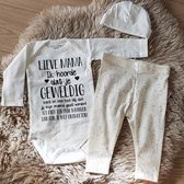 MM Baby pakje cadeau geboorte meisje jongen set met tekst lieve mama worden aanstaande zwanger kledingset pasgeboren unisex Bodysuit | Huispakje | Kraamkado | Gift Set babyset kraa