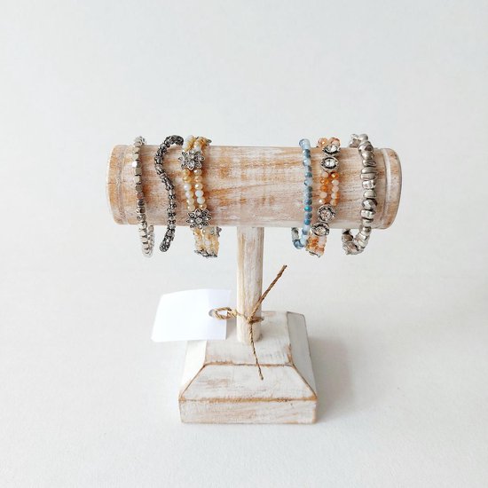 ginder Komkommer Fantastisch Zita's - armbanden display - hout - whitewash - 16x17cm | bol.com