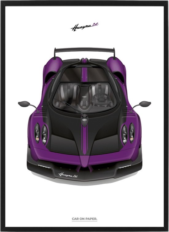 Pagani Huayra Paars op Poster- 50 x 70cm - Auto Poster Kinderkamer / Slaapkamer / Kantoor