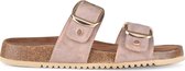 PS Poelman CURA Dames - Maat 40 - Faux PU Imitatie Leren Sandalen met Gespen - Metallic Rosé Roze