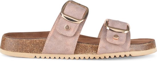 PS Poelman CURA Dames Faux PU Imitatie Leren Sandalen met Gespen - Metallic