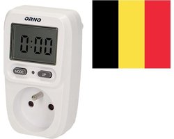 Energiemeter verbruiksmeter met LCD-display met Penaarde - Verbruiksmeter elektriciteit max. 3680 Watt - Kwh meter voor in stopcontact Type E - Energiekostenmeter met tijd - Stroomverbruik meter voor thuis - Wit