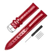 Horlogebandje- croco-lak- leer-rood- 18 mm- Charme Bijoux