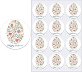 Paas Sticker - Sluitsticker - Pastelkleuren - Sluitzegel Pasen - Happy Easter - Bloemetjes & Ei | Kaart - Envelop | Fijne Paasdagen - Paasfeest | Bloemen - Ei | Envelop stickers | Cadeau - Gift - Cadeauzakje - Traktatie | Chique inpakken