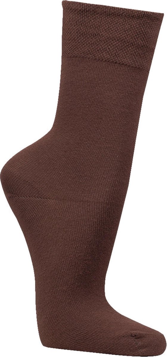 Katoenen sokken – 3 paar – bruin – zonder elastiek – zonder teennaad – maat 43/46