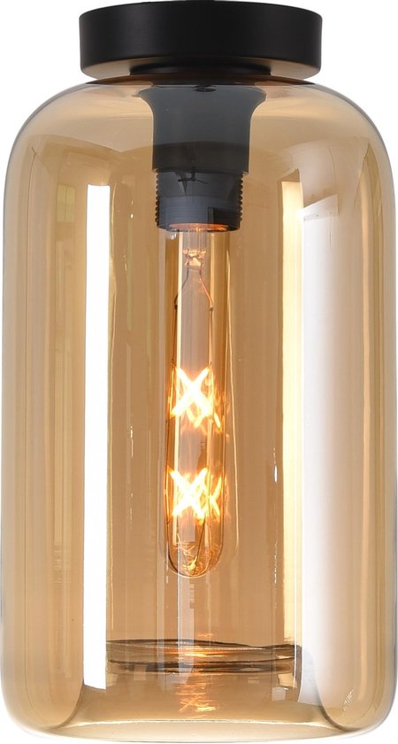 Plafondlamp Botany Amber - Ø18cm - E27 - IP20 - Dimbaar > plafoniere amber glas | plafondlamp amber glas | plafondlamp eetkamer amber glas | plafondlamp keuken amber glas | led lamp amber glas | sfeer lamp amber glas