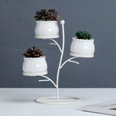 Decoratieve 3-Laags Boom met 3 Keramiek Bloempotten/Plantenpotten op Standaard/Voet voor Binnen en Buiten - Modern Design Bloempot/Plantenpot op Poten/Pootjes -Plantenbak Mini Cactus Plant Po