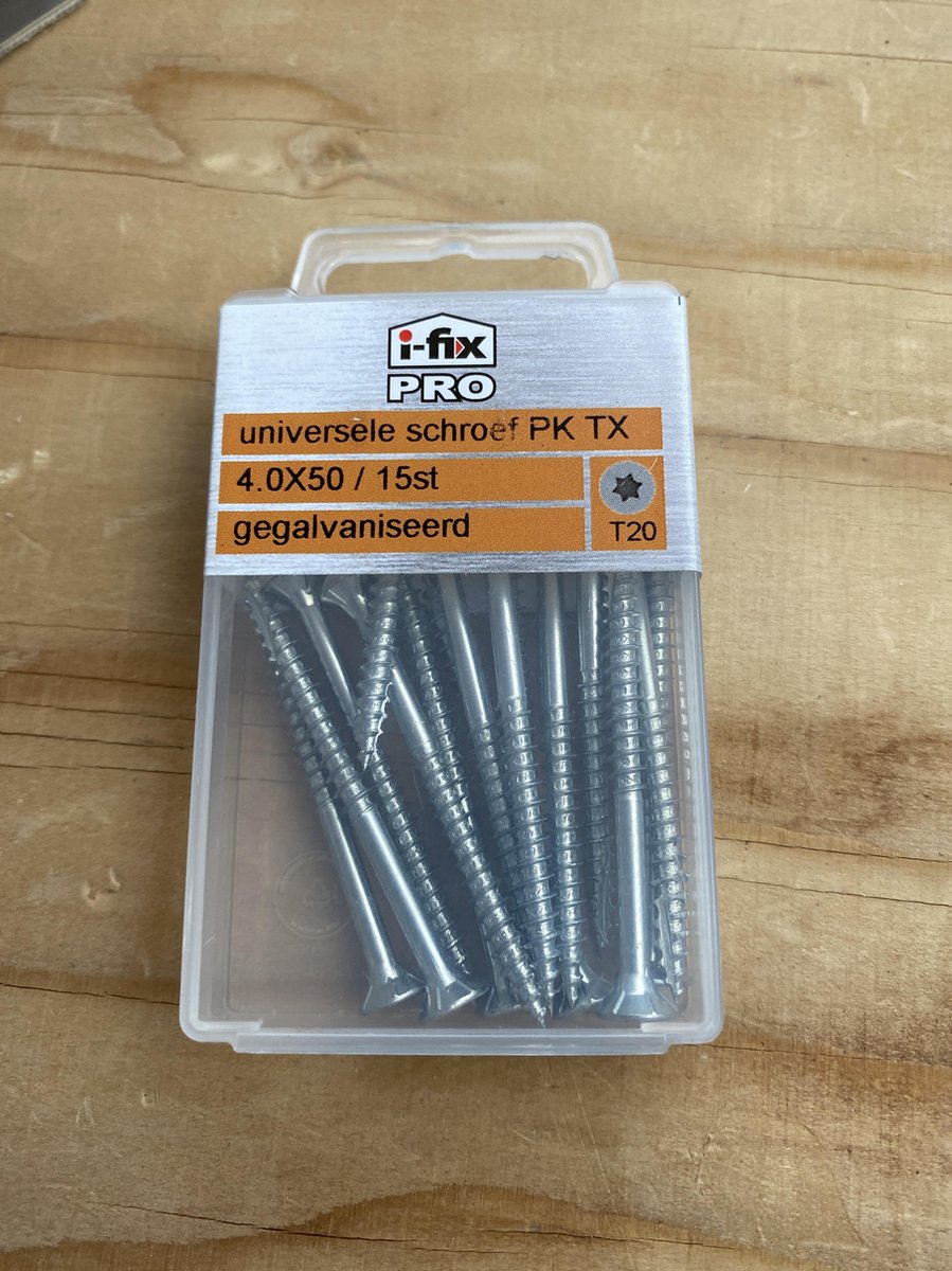 Universele schroef Platkop Torx 4.0x50 per 15 gegalvaniseerd