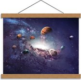 Schoolplaat – Planetenstelsel in de Ruimte - 40x30cm Foto op Textielposter (Wanddecoratie op Schoolplaat)