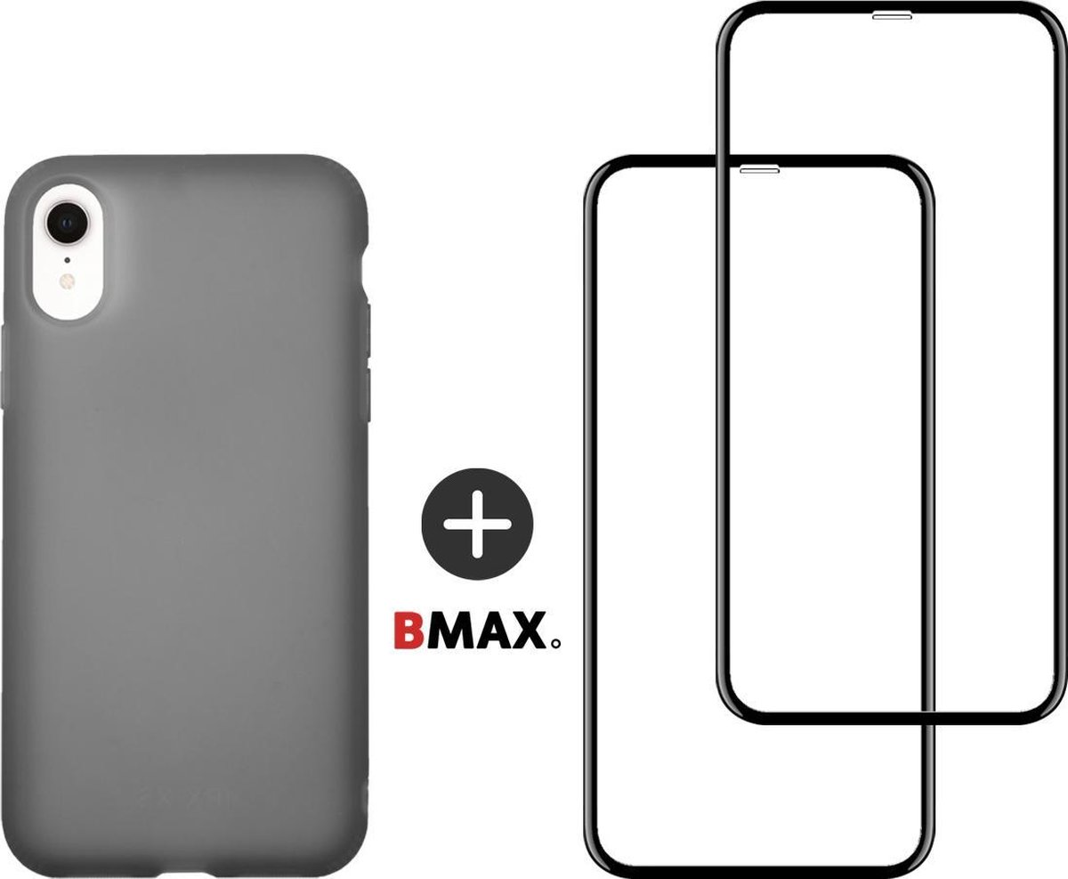 BMAX Telefoonhoesje geschikt voor iPhone 11 Pro - Latex softcase hoesje zwart - Met 2 screenprotectors full cover