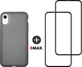 BMAX Telefoonhoesje voor iPhone 11 Pro - Latex softcase hoesje zwart - Met 2 screenprotectors full cover