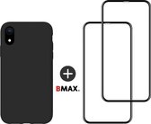 BMAX Telefoonhoesje voor iPhone 11 Pro - Siliconen hardcase hoesje zwart - Met 2 screenprotectors full cover