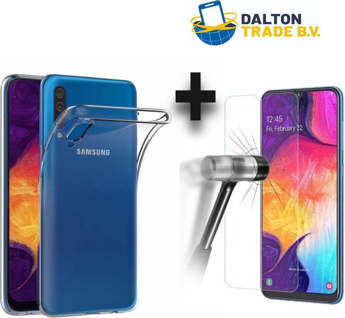 Siliconen Back case + screen protector - Samsung Galaxy A3 2017 - Siliconen hoesje met glas plaatje - Transparant