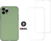 BMAX Telefoonhoesje voor iPhone 11 Pro Max - Siliconen hardcase hoesje mintgroen - Met 2 screenprotectors