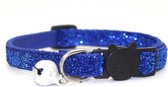 Kattenhalsbandje - Kattenhalsband met belletje - Glitter - Blauw