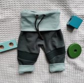 BolleBillen Handgemaakt - Foldover/meegroei babybroek - maat 74/86 - ook voor wasbare luiers - minty forest - eco modal/katoen - kleding voor jongens en meisjes