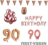 90 jaar Verjaardag Versiering Pakket Rosé Goud