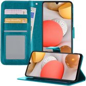 Samsung A42 Hoesje Book Case Hoes - Samsung Galaxy A42 Case Hoesje Wallet Cover - Samsung Galaxy A42 Hoesje - Turquoise