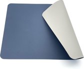 Luxe placemats lederlook - 6 stuks - dubbelzijdig blauw/lichtgrijs - 45 x 30 cm - leer - leatherlook placemat