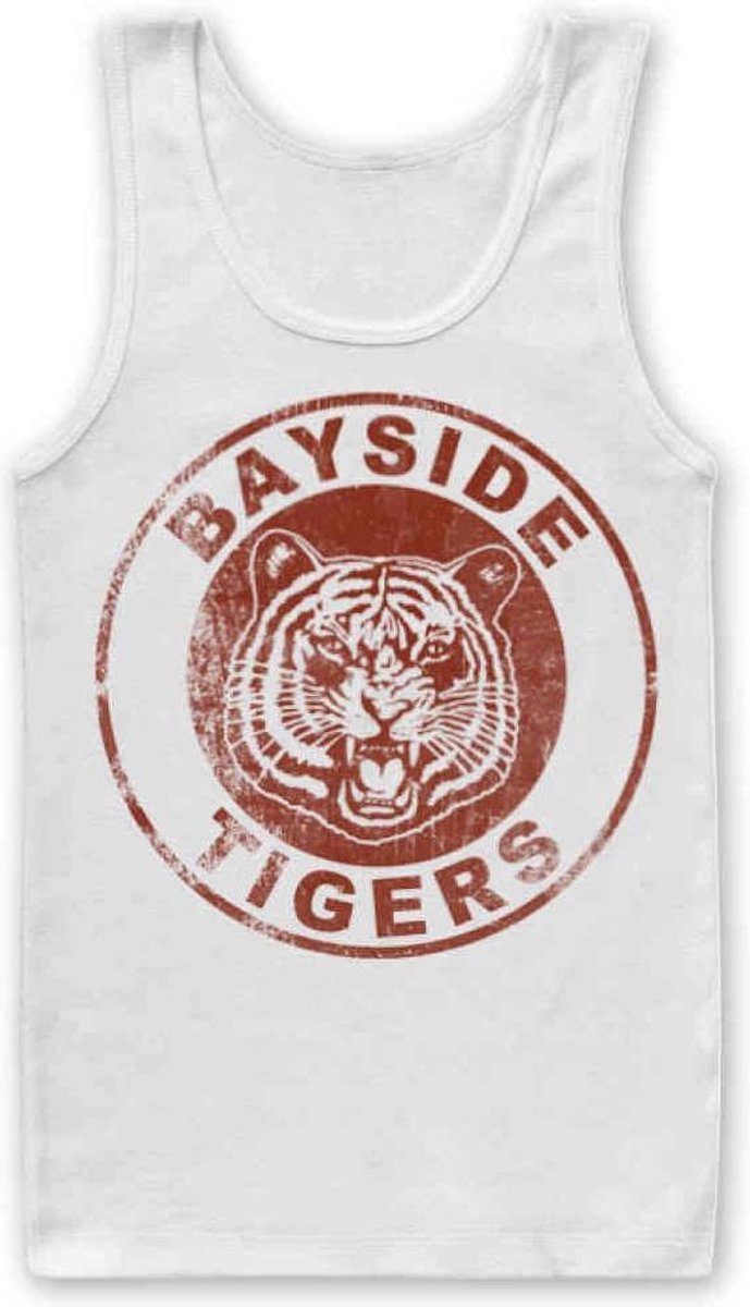 Saved By The Bell Tanktop -L- Bayside Tigers Washed Logo Wit