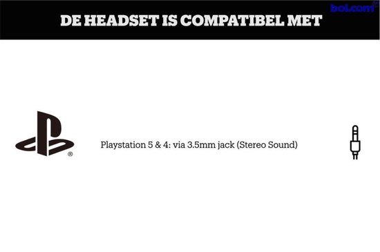 Playstation 5 & 4 compatibel met 3.5mm jack (Stereo Sound) logo.