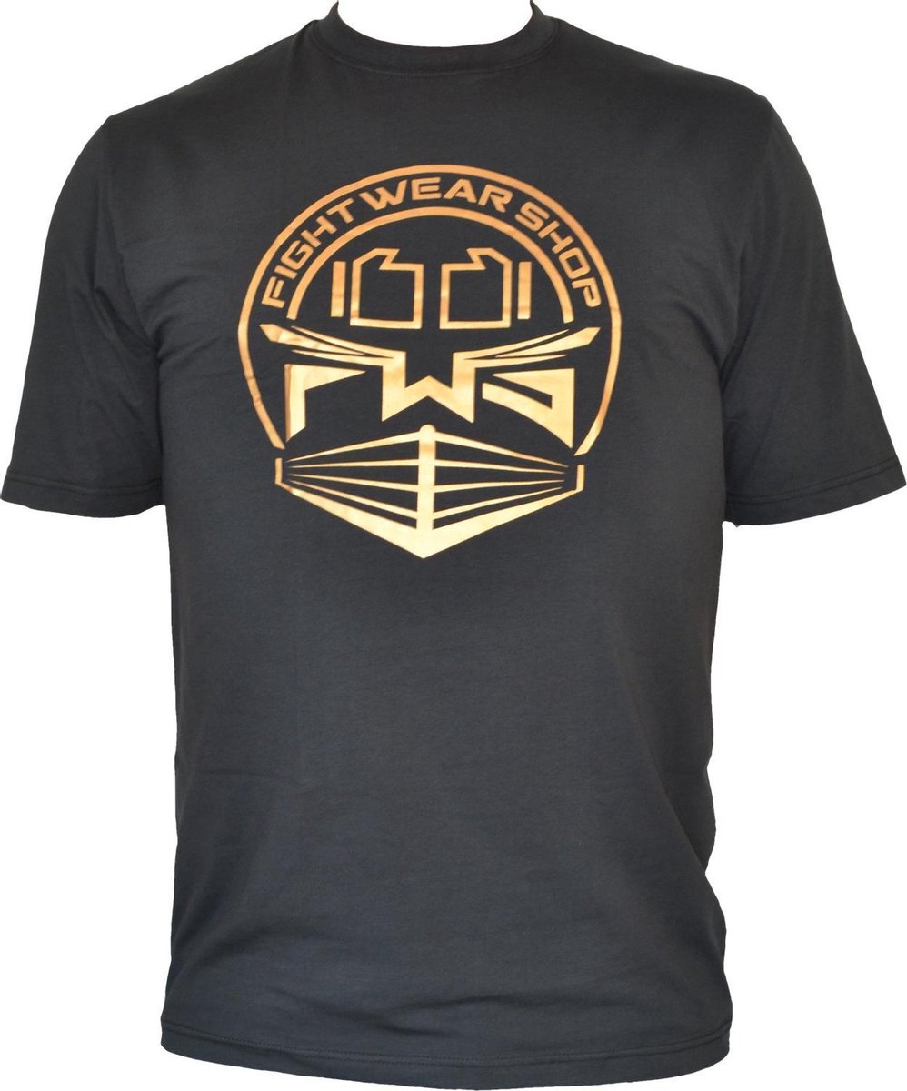 Fightwear Shop Ring Logo T Shirt Zwart Goud Kies uw maat: M