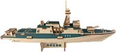 Bouwpakket 3D Puzzel Torpedojager van hout gekleurd