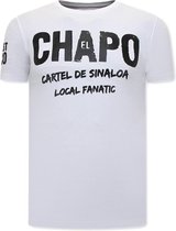 T shirt EL Chapo Heren - Cartel de Sinaloa - Wit