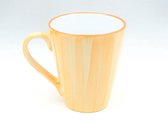 Koffie mok taps toelopend oranje streep glazuur, 250 ml, 6 stuks