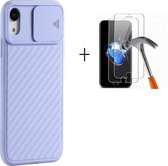 GSMNed – iPhone XR Paars  – hoogwaardig siliconen Case Paars – iPhone XR Paars – hoesje voor iPhone Paars – shockproof – camera bescherming – met screenprotector iPhone XR