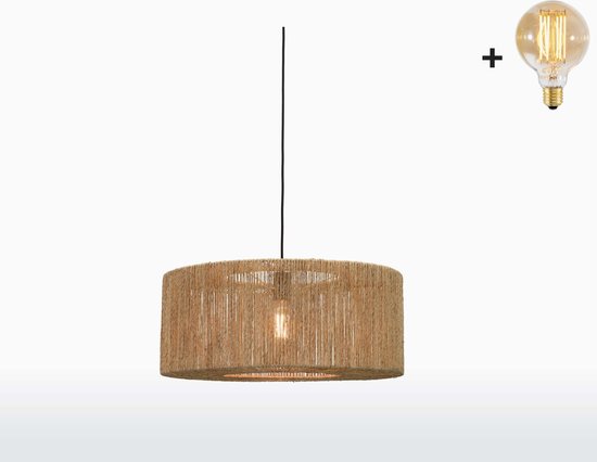 Hanglamp - IGUAZU - Jute - Rond - Large (60x25cm) - Met LED-lamp