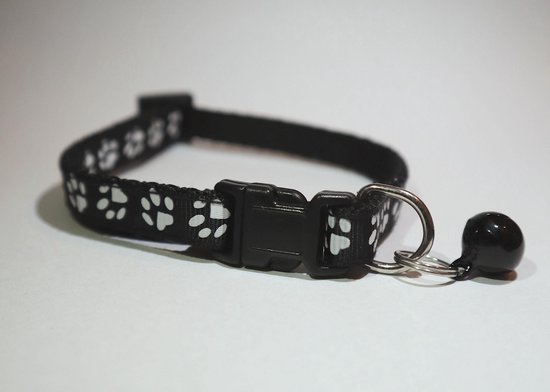 EPIN | Verstelbare dieren halsbandje | Voor Hond & Kat | Katten halsbandje | Honden halsbandje | Met belletje | ZWART