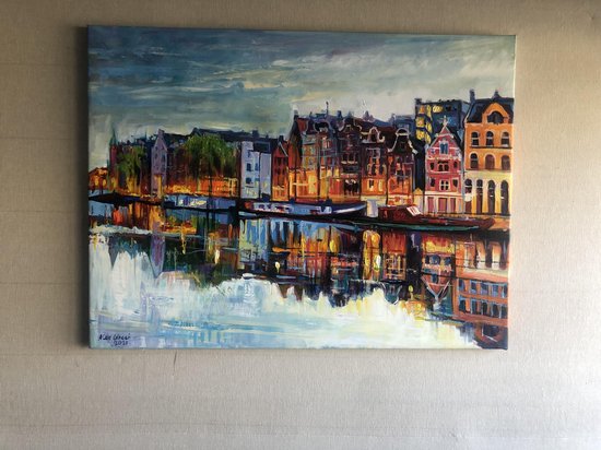 Schilderij Amsterdam- Handgescilderd(100%)- Origineel - 60 x 80 cm
