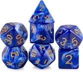 Blazium - DnD dice set - Inclusief velvet bewaarzakje - Smoke series - Moon Blue - Dungeons and Dragons dobbelstenen