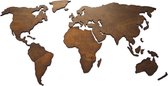 Paspartoet Houten wereldkaart met landgrenzen - 160x80 cm - walnoot - houten wanddecoratie