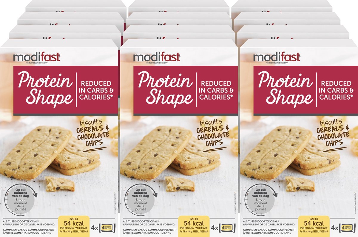 Goedkoopste Modifast Protein Shape Biscuits cereals and chocolate chips 12x200g