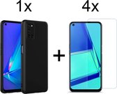 Oppo A52 hoesje zwart siliconen case hoes cover hoesjes - 4x Oppo a52 screenprotector