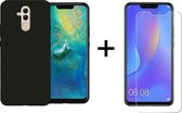 Huawei Mate 20 Lite hoesje zwart siliconen case hoes cover hoesjes - 1x Huawei mate 20 lite screenprotector