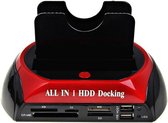 Alles-in-1 HDD Docking 2.5 "/3.5" Kaartlezer IDE SATA Dock Station OTB-functie Zwart en rood