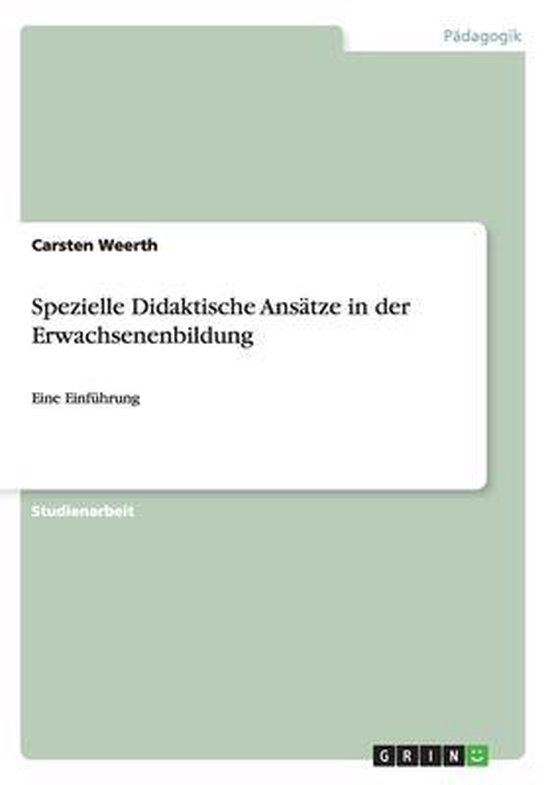 Spezielle Didaktische Ans tze in Der Erwachsenenbildung - cover
