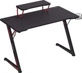 MIRA Home - Gaming table - computertafel, met monitorstandaard -  multifunctioneel - 116 x 60 x 75                       - zwart-rood -  Z-vormig stalen frame -