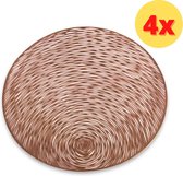 Luxe kunststof antislip ronde placemats – tafelversiering - 4 stuks – rood goud