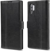 Voor Galaxy Note10 + Retro Texture Contrast Kleur Splicing Horizontaal Flip TPU + PU lederen tas met kaartsleuven & houder & portemonnee (zwart)