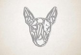 Line Art - Hond - Bull Terrier - M - 71x60cm - Wit - geometrische wanddecoratie