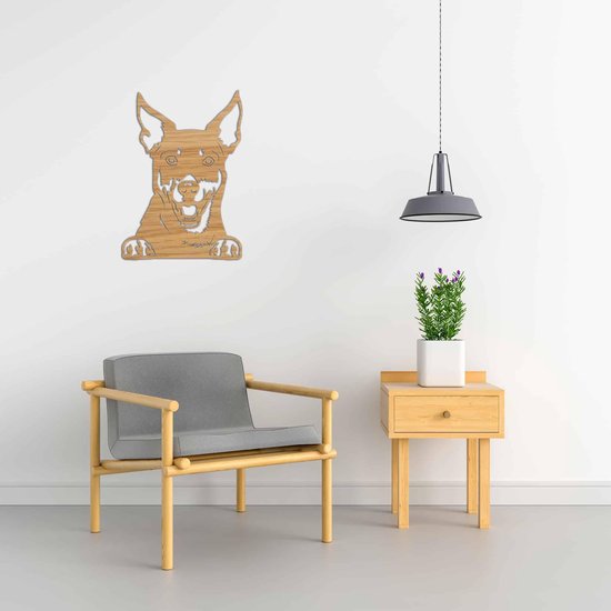 Décoration murale - Chien - Australian Kelpie 2 - XS - 29x21cm - Chêne - décoration murale - Line Art