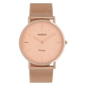 OOZOO Vintage series - Rosé gouden horloge met rosé gouden metalen mesh armband - C9921 - Ø40