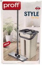 Proff Style Dweilsysteem - Vlakmop Systeem - Schoonmaak Set - Met Telescoopsteel - 180° Draaisysteem - Met Microvezelmop - Compacte 2-delige Emmer 9 Liter