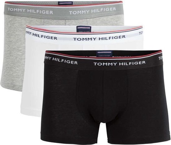 Tommy Hilfiger trunks (3-pack) - heren boxers normale - zwart - wit en grijs - Maat: